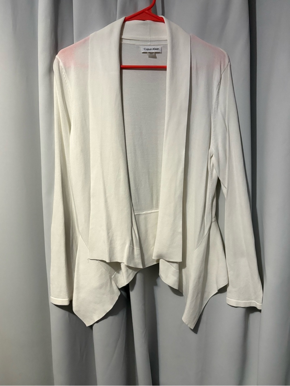 Calvin Klein Ivory Open-Front Draped Cardigan